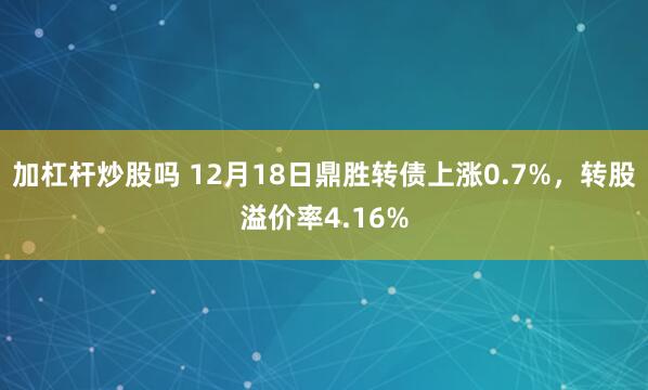 加杠杆炒股吗 12月18日鼎胜转债上涨0.7%，转股溢价率4.16%