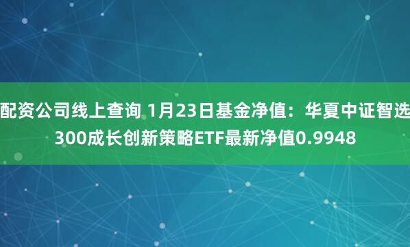 配资公司线上查询 1月23日基金净值：华夏中证智选300成长创新策略ETF最新净值0.9948