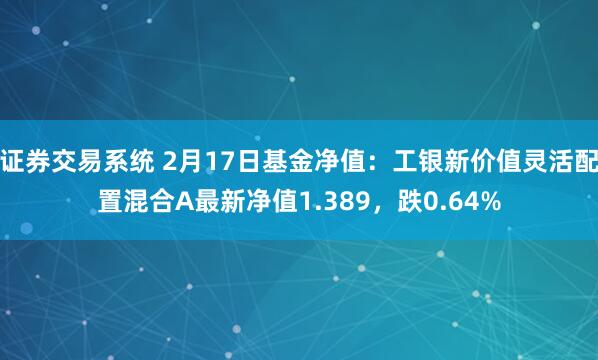 证券交易系统 2月17日基金净值：工银新价值灵活配置混合A最新净值1.389，跌0.64%